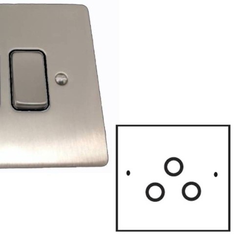 TV / FM / Satellite Triplex Socket in Satin Nickel Brushed and Black Plastic Insert, Stylist Grid Flat Plate