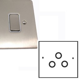 TV / FM / Satellite Triplex Socket in Satin Nickel Brushed and White Plastic Insert, Stylist Grid Flat Plate