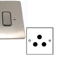 1 Gang 5A 3 Pin Unswitched Socket in Satin Nickel Brushed Stylist and Black Plastic Trim Grid Flat Plate