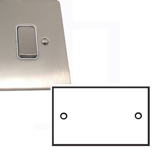 2 Gang Double Blanking Plate in Satin Nickel Brushed Flat Plate, Stylist Grid Range