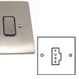 1 Gang 13A Unswitched Spur in Satin Nickel Brushed and Black Plastic Insert Stylist Grid Flat Plate