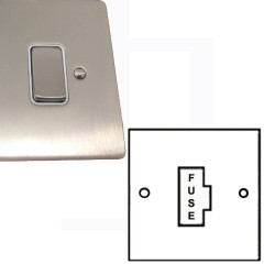 1 Gang 13A Unswitched Spur in Satin Nickel Brushed and White Plastic Insert Stylist Grid Flat Plate