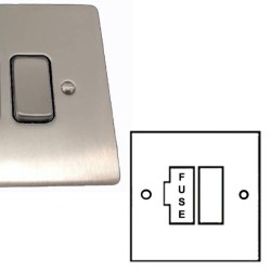 1 Gang 13A Switched Spur in Satin Nickel Brushed and Black Plastic Insert Stylist Grid Flat Plate