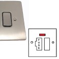 1 Gang 13A Switched Spur with Neon in Satin Nickel Brushed and White Plastic Insert Stylist Grid Flat Plate