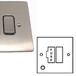1 Gang 13A Switched Spur with Flex Outlet in Satin Nickel Brushed and Black Plastic Insert Stylist Grid Flat Plate