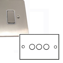 3 Gang 10-120W Trailing Edge LED Dimmer in Satin Nickel Flat Plate, Stylist Grid range
