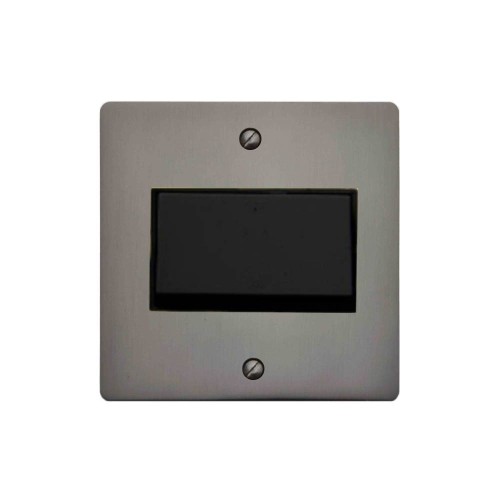 1 Gang 6A Fan Isolator Switch in Polished Bronze and Black Insert Stylist Grid Flat Plate