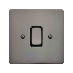 1 Gang 2 Way 10A Rocker Grid Switch in Polished Bronze and Black Insert Stylist Grid Flat Plate