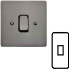 1 Gang Architrave Rocker Grid Switch in Polished Bronze and Black Insert Stylist Grid Flat Plate