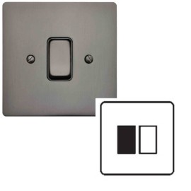 1 Gang 20A Double Pole Switch with Neon in Polished Bronze and Black Insert Stylist Grid Flat Plate