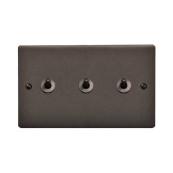 3 Gang 20A 2 Way Dolly Switch in Polished Bronze Flat Plate and Dolly, Stylist Grid Range