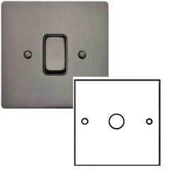 1 Gang 2 Way 10-120W Trailing Edge LED Dimmer in Polished Bronze Flat Plate and Knob, Stylist Grid