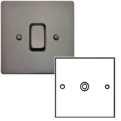 1 Gang TV Socket Non-Isolated in Polished Bronze and Black Insert Stylist Grid Flat Plate