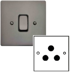 1 Gang 5A 3 Pin Unswitched Socket in Polished Bronze Stylist Grid Flat Plate and a Black Plastic Trim