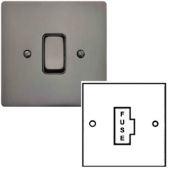 1 Gang 13A Unswitched Spur in Polished Bronze and Black Insert Stylist Grid Flat Plate
