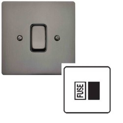 1 Gang 13A Unswitched Spur with Neon in Polished Bronze and Black Insert Stylist Grid Flat Plate