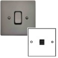 1 Gang Secondary Telephone Socket in Polished Bronze and Black Insert Stylist Grid Flat Plate