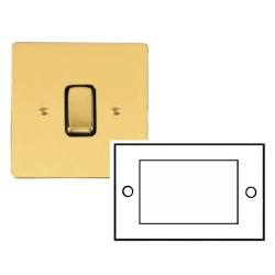 4 Gang Euro Module Flat Plate in Polished Brass with White Insert (Plate Only)