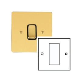 2 Gang Euro Module Flat Plate in Polished Brass with Black Insert (Plate Only)