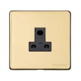 1 Gang 5A 3 Round Pin Unswitched Socket Screwless Vintage Polished Brass Plate Black Trim