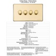 4 Gang 2 Way Trailing Edge LED Dimmer 10-120W Screwless Vintage Polished Brass Plate