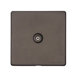 1 Gang Non-Isolated TV/Coaxial Socket Screwless Vintage Matt Bronze Plate and Black Trim