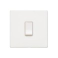 1 Gang 2 Way 10A Rocker Switch Screwless Vintage Gloss White Plate with White Plastic Rocker and Trim