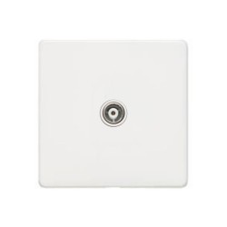 1 Gang Non-Isolated TV/Coaxial Socket Screwless Vintage Gloss White Plate and White Trim