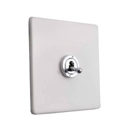 1 Gang 2 Way 20A Dolly Switch Screwless Vintage Gloss White Plate and Polished Chrome Toggle Switch