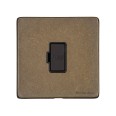 1 Gang 13A Unswitched Fused Spur Screwless Vintage Rustic Brass Plate and Black Trim
