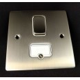 1 Gang 13A Switched Spur in Satin Nickel Brushed and White Plastic Insert Stylist Grid Flat Plate