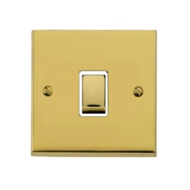 1 Gang 2 Way 10A Switch in Polished Brass Low Profile Plate and White Trim, Richmond Elite