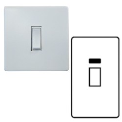 45A DP Cooker Switch with Neon (tall plate) in Screwless Matt White Plate White Trim, Mode White