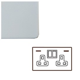 2 Gang 13A Switched Socket with 2 USB Sockets Matt White Screwless Plate White Trim, Mode White