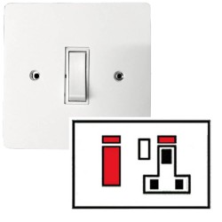 Primed White 2 Gang DP 45A Cooker Unit with 1 Gang Switched 13A Socket Paintable Flat Plate with Screws