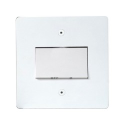 Primed White 6A Triple Pole Fan Isolator Switch Flat Plate with White Plastic Trim, Paintable with Screws