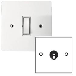 Primed White 1 Gang Intermediate 20A Dolly Switch Flat Plate Paintable Polished Chrome Dolly with Screws