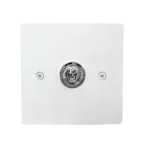 Primed White 1 Gang 2 Way 20A Dolly Switch Flat Plate Paintable Polished Chrome Dolly with Screws