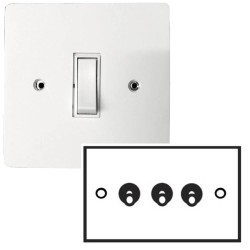 Primed White 3 Gang 2 Way 20A Dolly Switch Flat Plate Paintable Polished Chrome Dolly with Screws