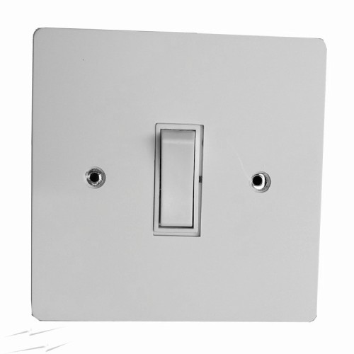 Primed White 1 Gang 2 Way 20A White Plastic Rocker Grid Switch on a Paintable Flat Plate with Screws
