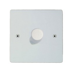 Primed White 1 Gang 10-120W Trailing Edge LED Dimmer on a Paintable Flat Plate with Screws