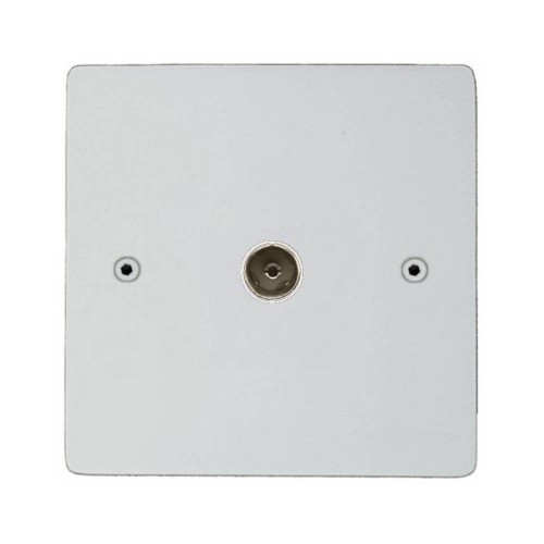 Primed White 1 Gang Isolated TV Socket Paintable Flat Plate White Trim with Screws