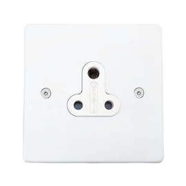 Primed White 1 Gang 5A Unswitched 3 Pin Socket with White Trim on a Paintable Flat Plate with Screws