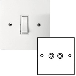 Primed White Twin Non-Isolated TV Socket Outlet on a Paintable Flat Plate with White Trim with Screws
