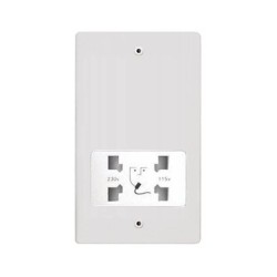 Primed White Dual Shaver Socket Flat Plate with White Trim Paintable with Visible Screws