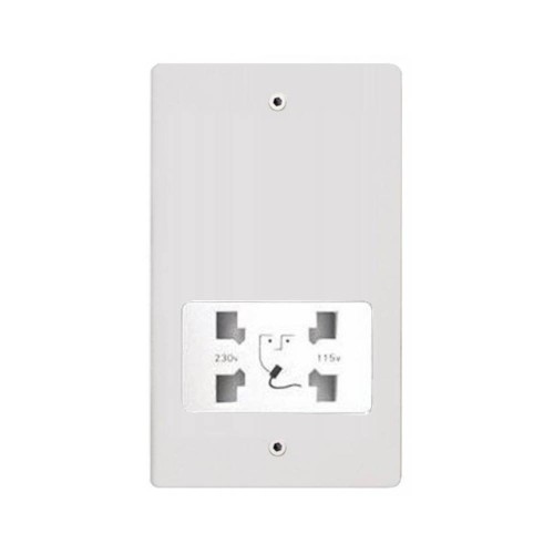Primed White Dual Shaver Socket Flat Plate with White Trim Paintable with Visible Screws