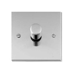 1 Gang 2 Way Push On/Off Dimmer Switch 400W in Polished Chrome Raised Plate Victorian Elite