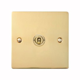 1 Gang 2 Way 20A Dolly Switch in Polished Brass Flat Plate and Toggle, Elite Flat Plate