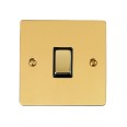 1 Gang 2 Way 10A Rocker Switch in Polished Brass Plate and Switch with Black Plastic Trim, Elite Flat Plate