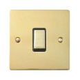 1 Gang Intermediate 10A Rocker Switch in Polished Brass Plate and Switch with Black Plastic Trim, Elite Flat Plate